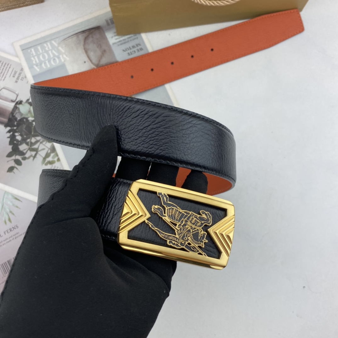 巴宝莉   男士花皮腰带38mm  可双面使用 专柜走线 原单品质 搭配新款扣  