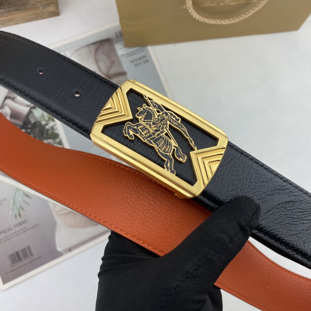 巴宝莉   男士花皮腰带38mm  可双面使用 专柜走线 原单品质 搭配新款扣  