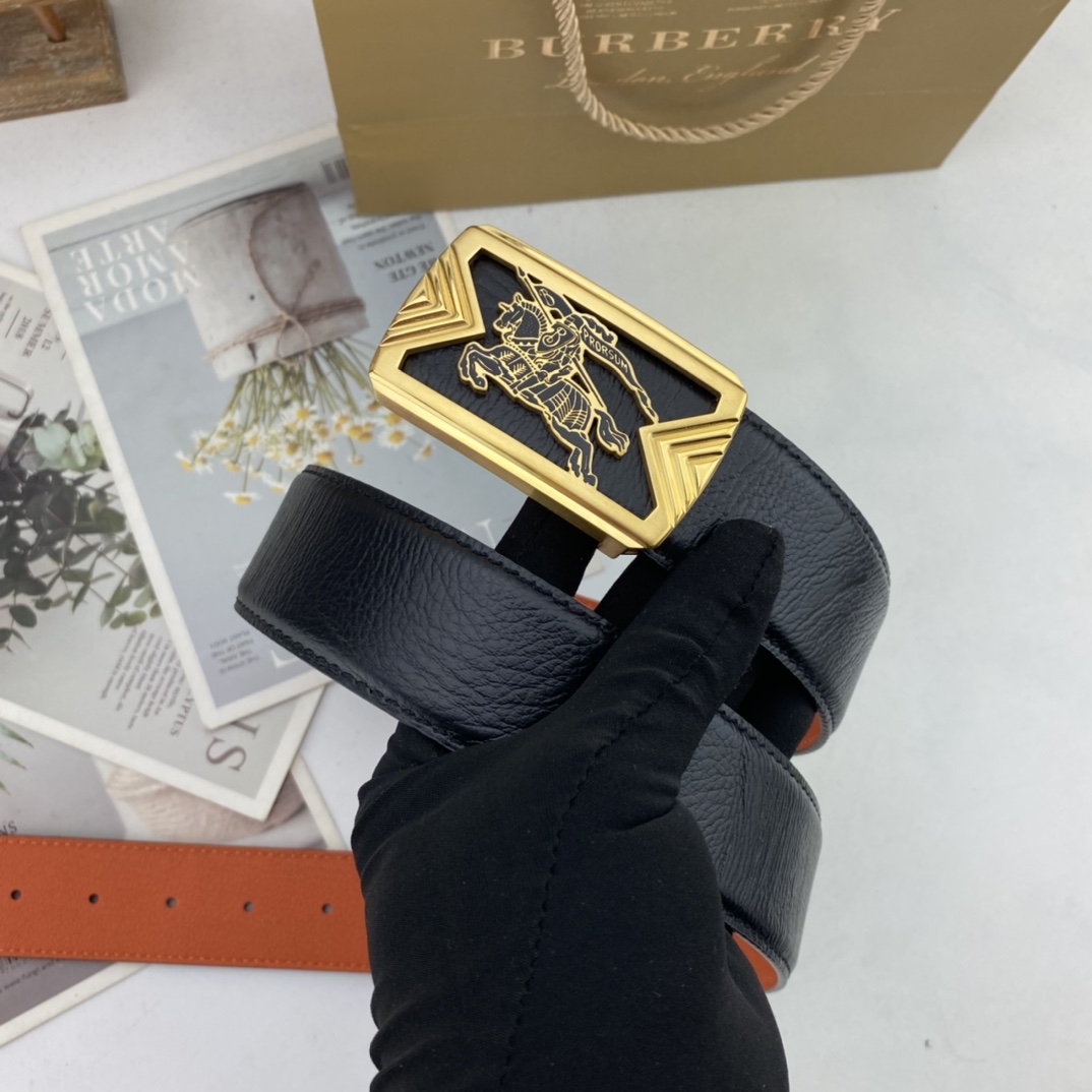 巴宝莉   男士花皮腰带38mm  可双面使用 专柜走线 原单品质 搭配新款扣  