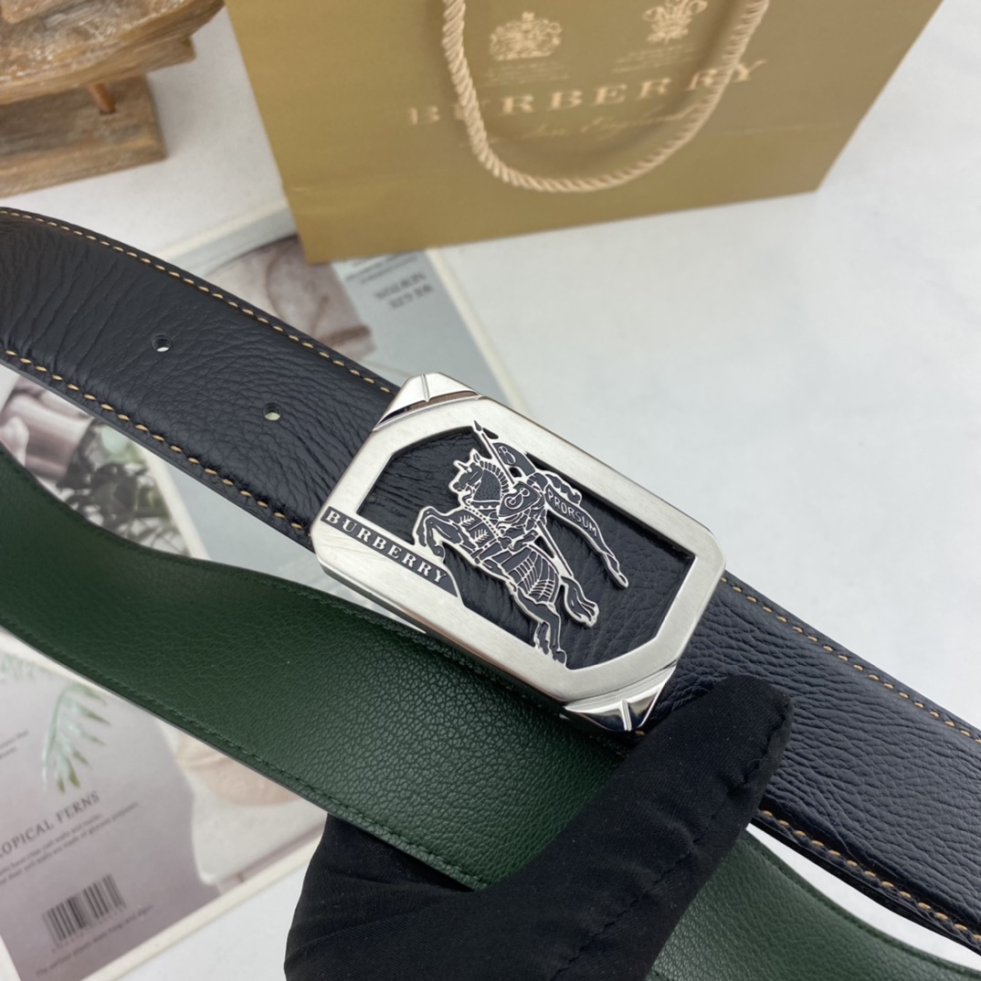 巴宝莉   男士花皮腰带38mm  可双面使用 专柜走线 原单品质 搭配新款扣  