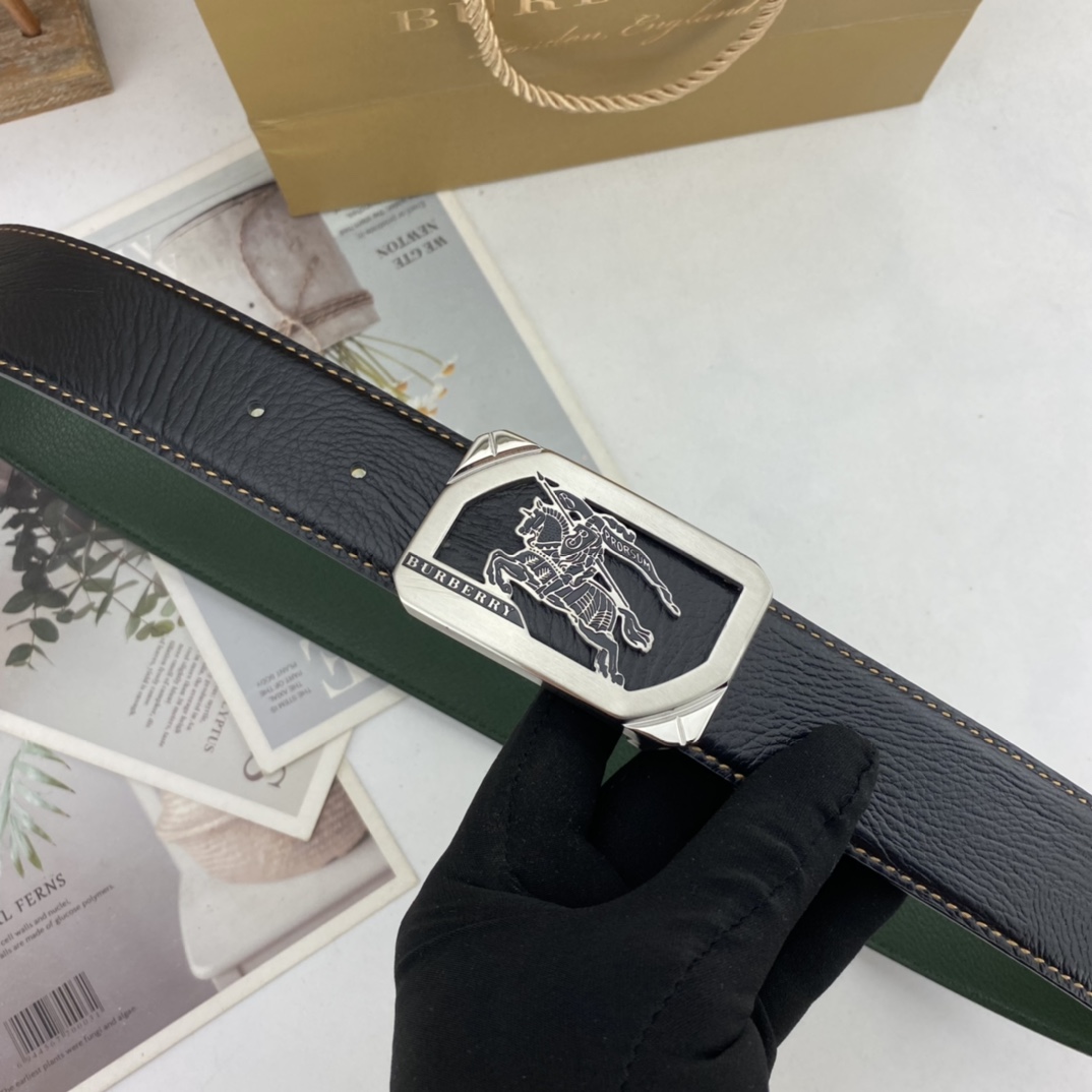 巴宝莉   男士花皮腰带38mm  可双面使用 专柜走线 原单品质 搭配新款扣  