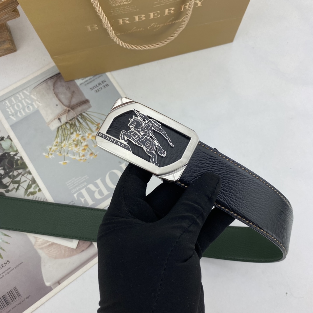 巴宝莉   男士花皮腰带38mm  可双面使用 专柜走线 原单品质 搭配新款扣  