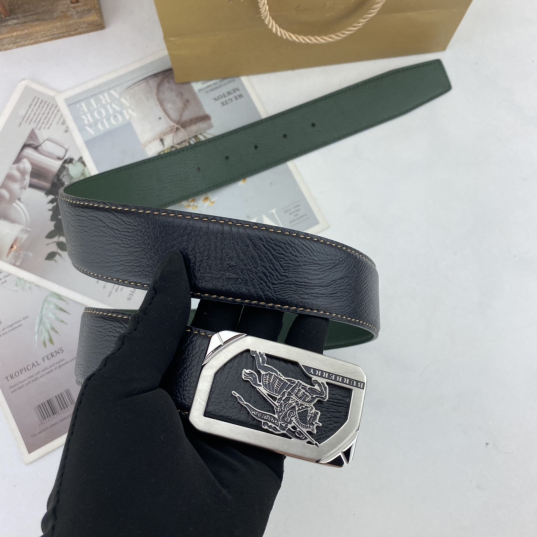 巴宝莉   男士花皮腰带38mm  可双面使用 专柜走线 原单品质 搭配新款扣  