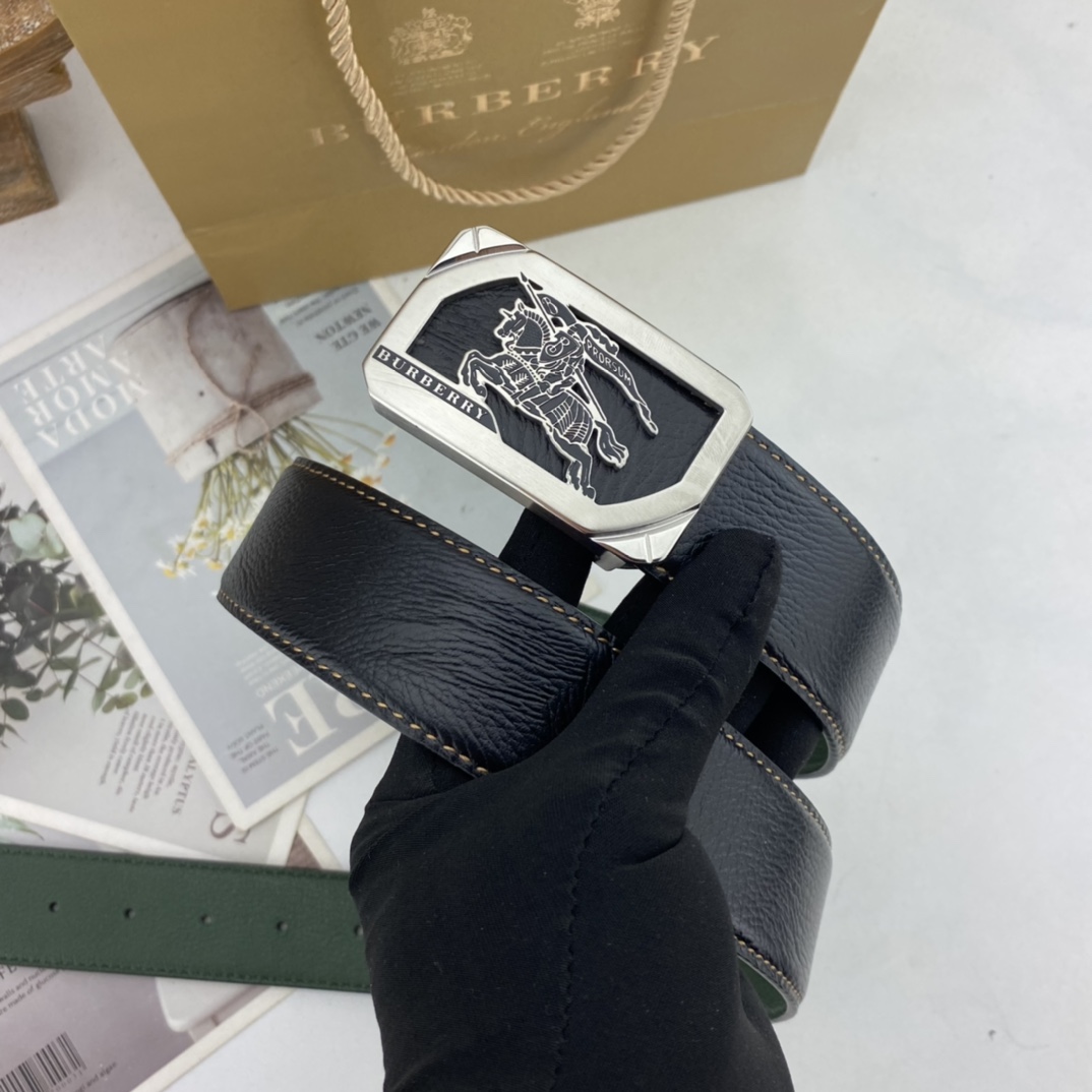 巴宝莉   男士花皮腰带38mm  可双面使用 专柜走线 原单品质 搭配新款扣  