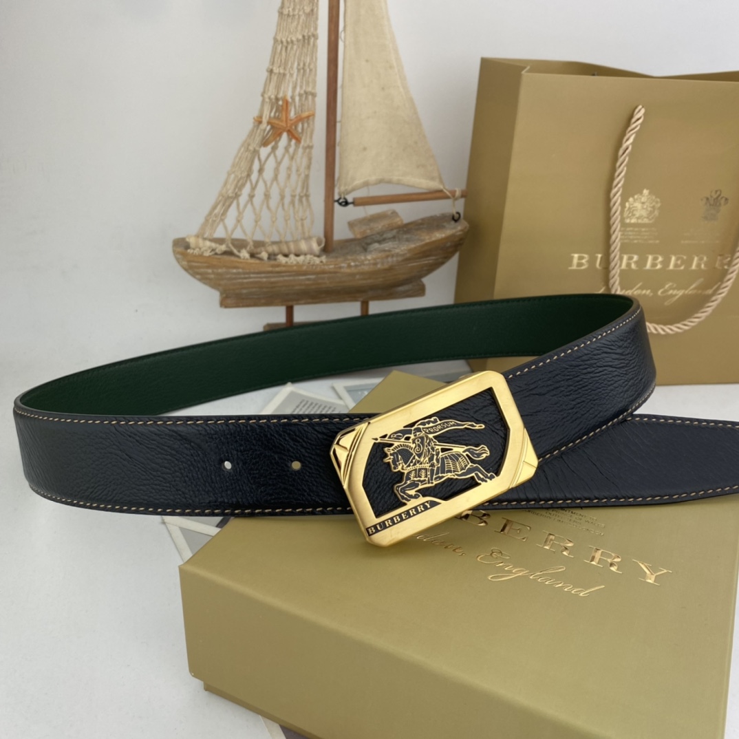 巴宝莉   男士花皮腰带38mm  可双面使用 专柜走线 原单品质 搭配新款扣  