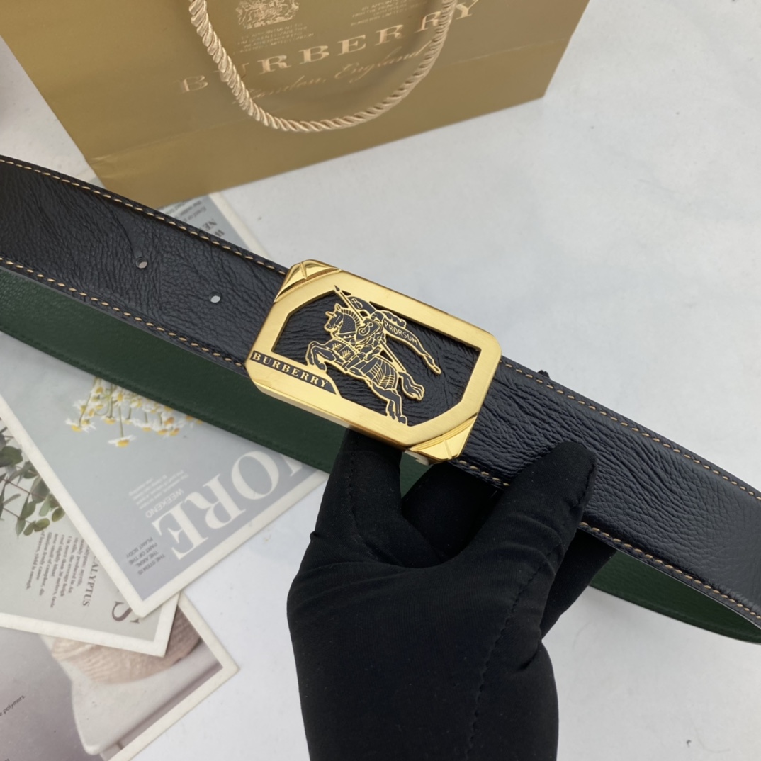 巴宝莉   男士花皮腰带38mm  可双面使用 专柜走线 原单品质 搭配新款扣  
