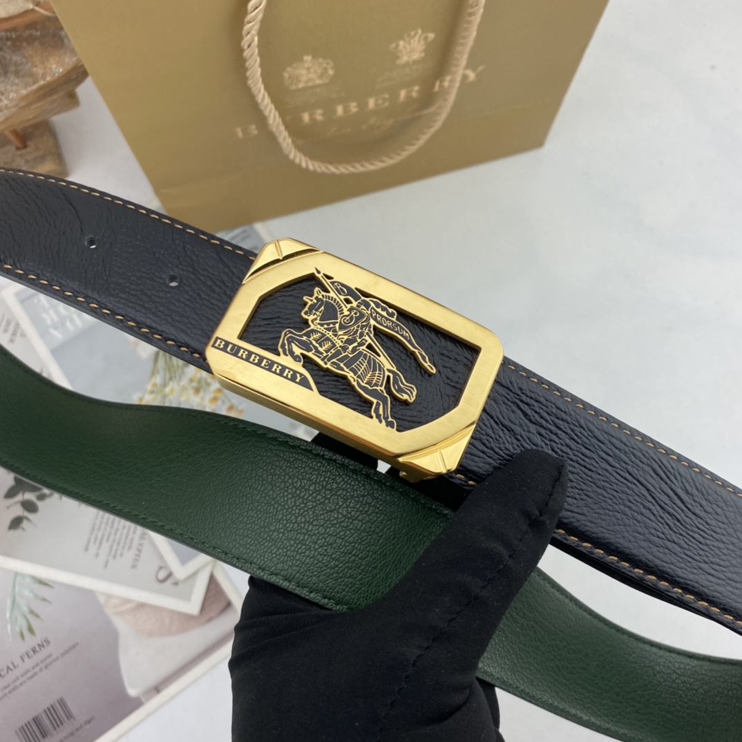 巴宝莉   男士花皮腰带38mm  可双面使用 专柜走线 原单品质 搭配新款扣  