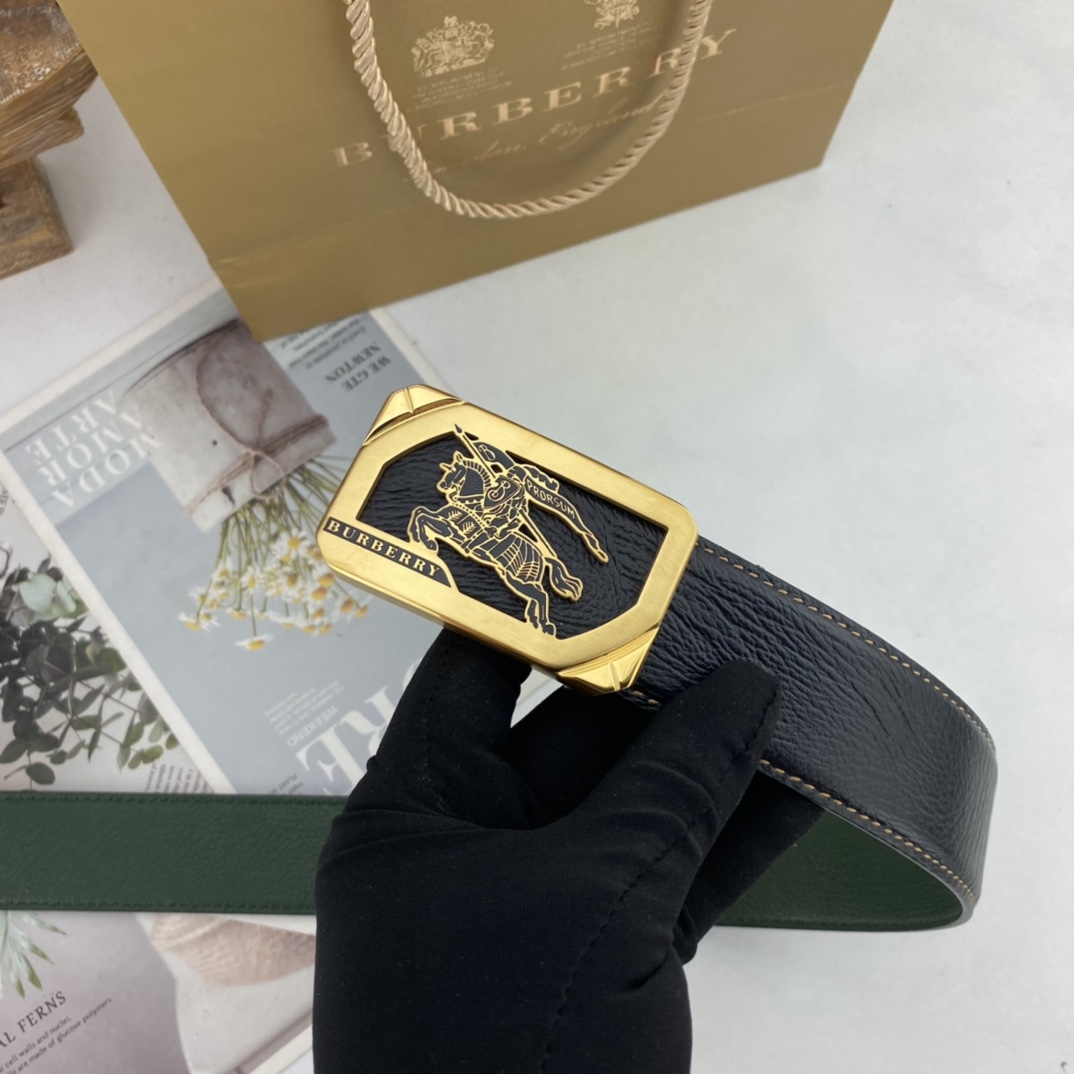 巴宝莉   男士花皮腰带38mm  可双面使用 专柜走线 原单品质 搭配新款扣  