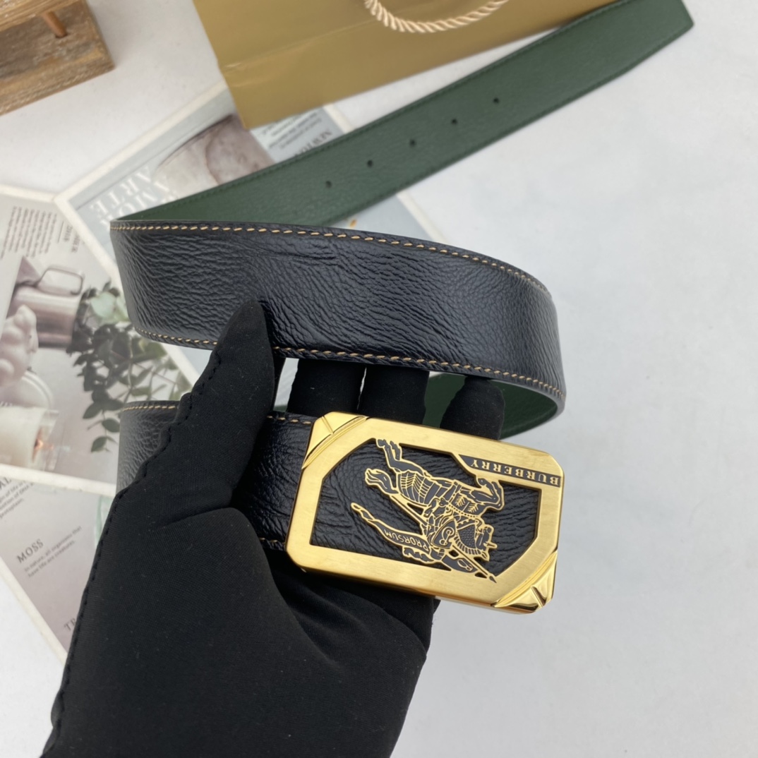 巴宝莉   男士花皮腰带38mm  可双面使用 专柜走线 原单品质 搭配新款扣  