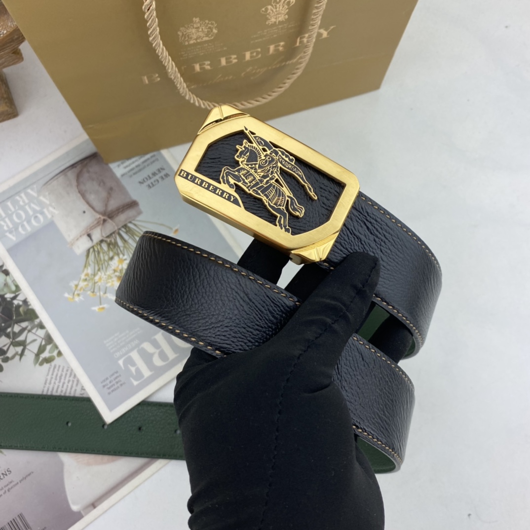 巴宝莉   男士花皮腰带38mm  可双面使用 专柜走线 原单品质 搭配新款扣  