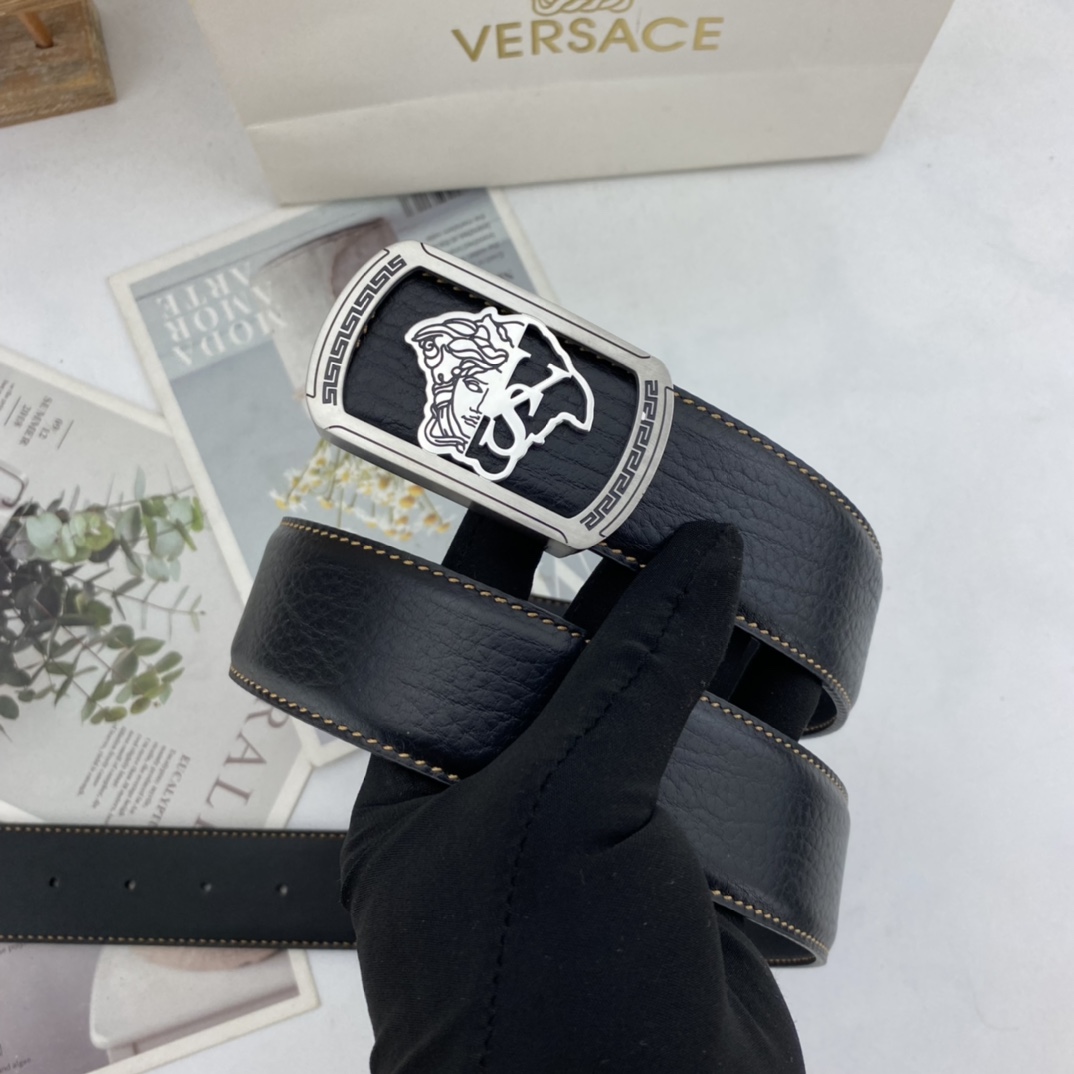范思哲   男士花皮自动腰带35mm  可双面使用 专柜走线 搭配新款内穿扣  