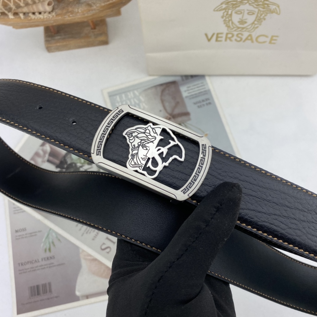 范思哲   男士花皮自动腰带35mm  可双面使用 专柜走线 搭配新款内穿扣  