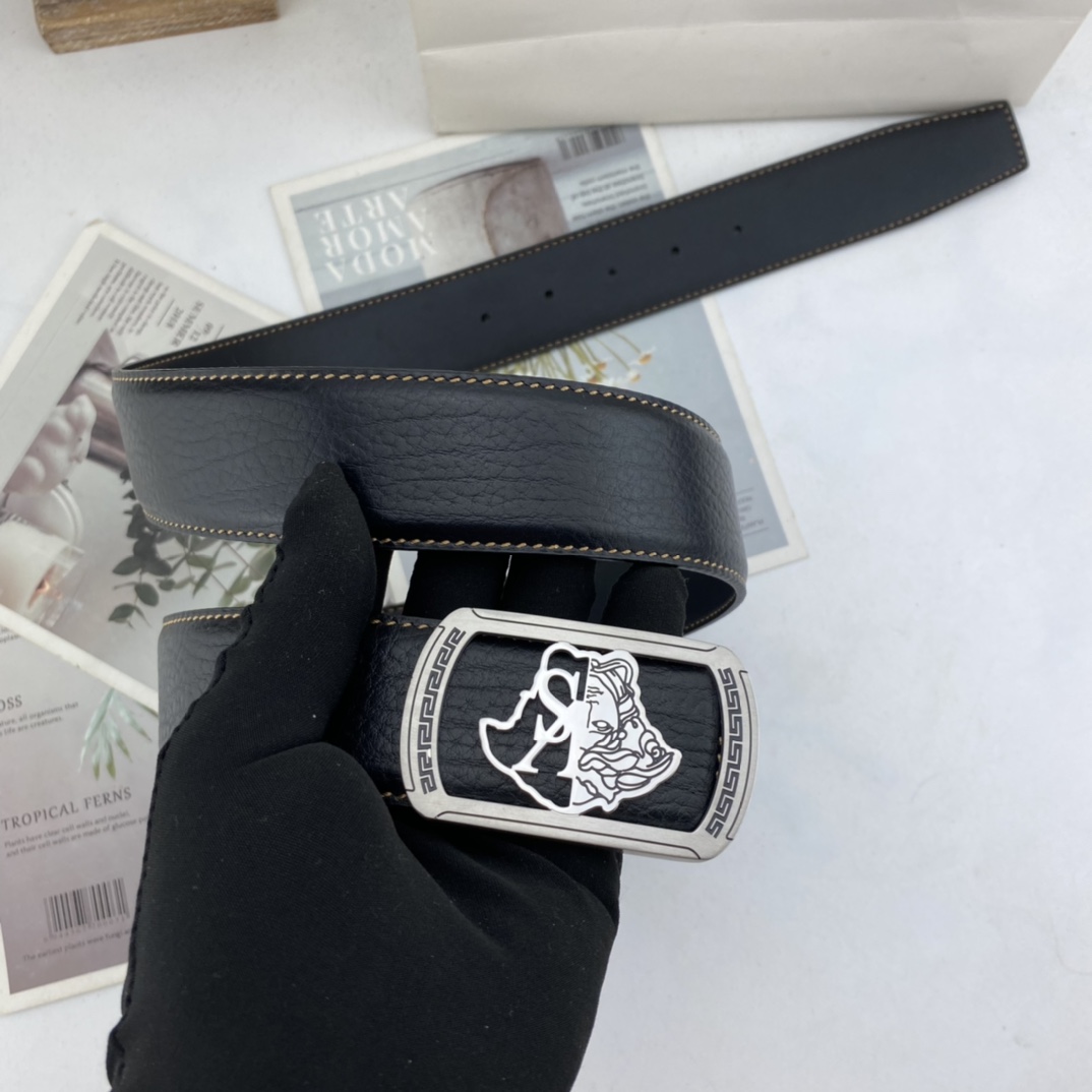 范思哲   男士花皮自动腰带35mm  可双面使用 专柜走线 搭配新款内穿扣  