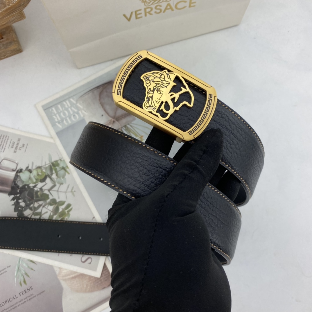范思哲   男士花皮自动腰带35mm  可双面使用 专柜走线 搭配新款内穿扣  