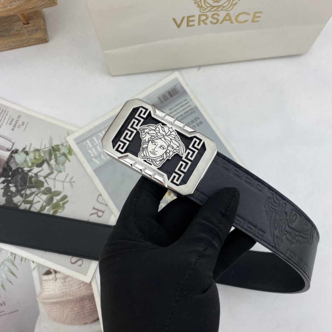 范思哲   男士花皮自动腰带35mm  可双面使用 专柜走线 搭配新款内穿扣  