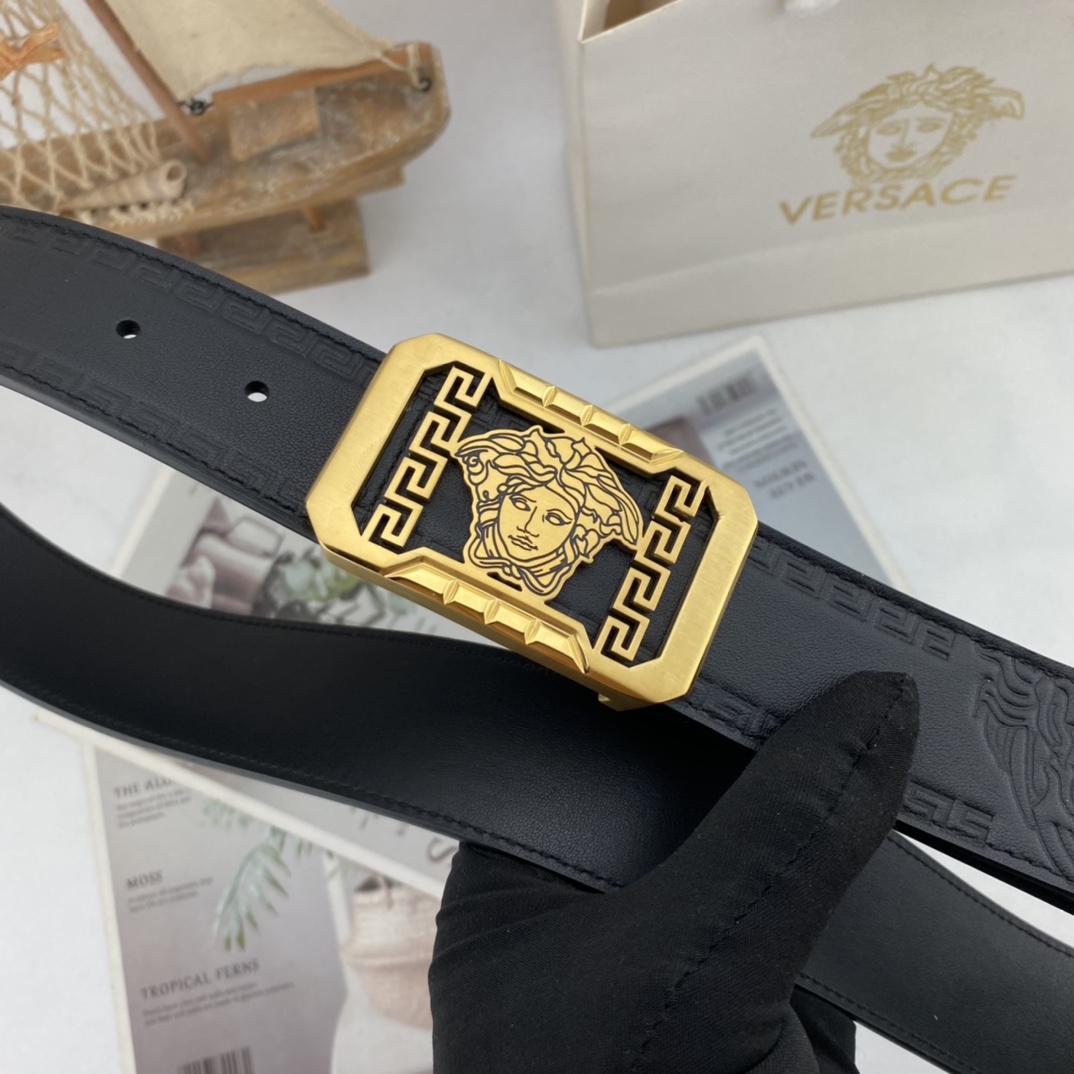 范思哲   男士花皮自动腰带35mm  可双面使用 专柜走线 搭配新款内穿扣  