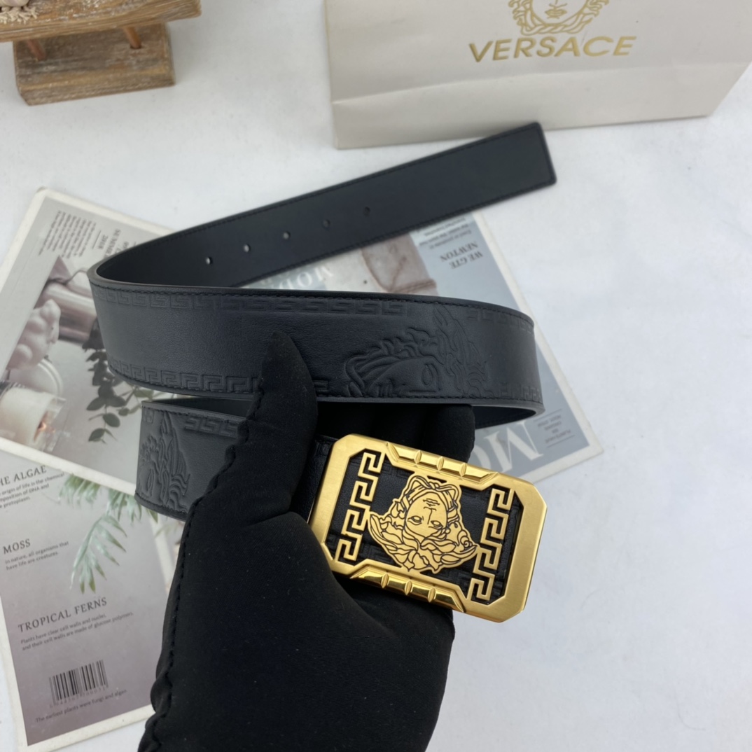 范思哲   男士花皮自动腰带35mm  可双面使用 专柜走线 搭配新款内穿扣  