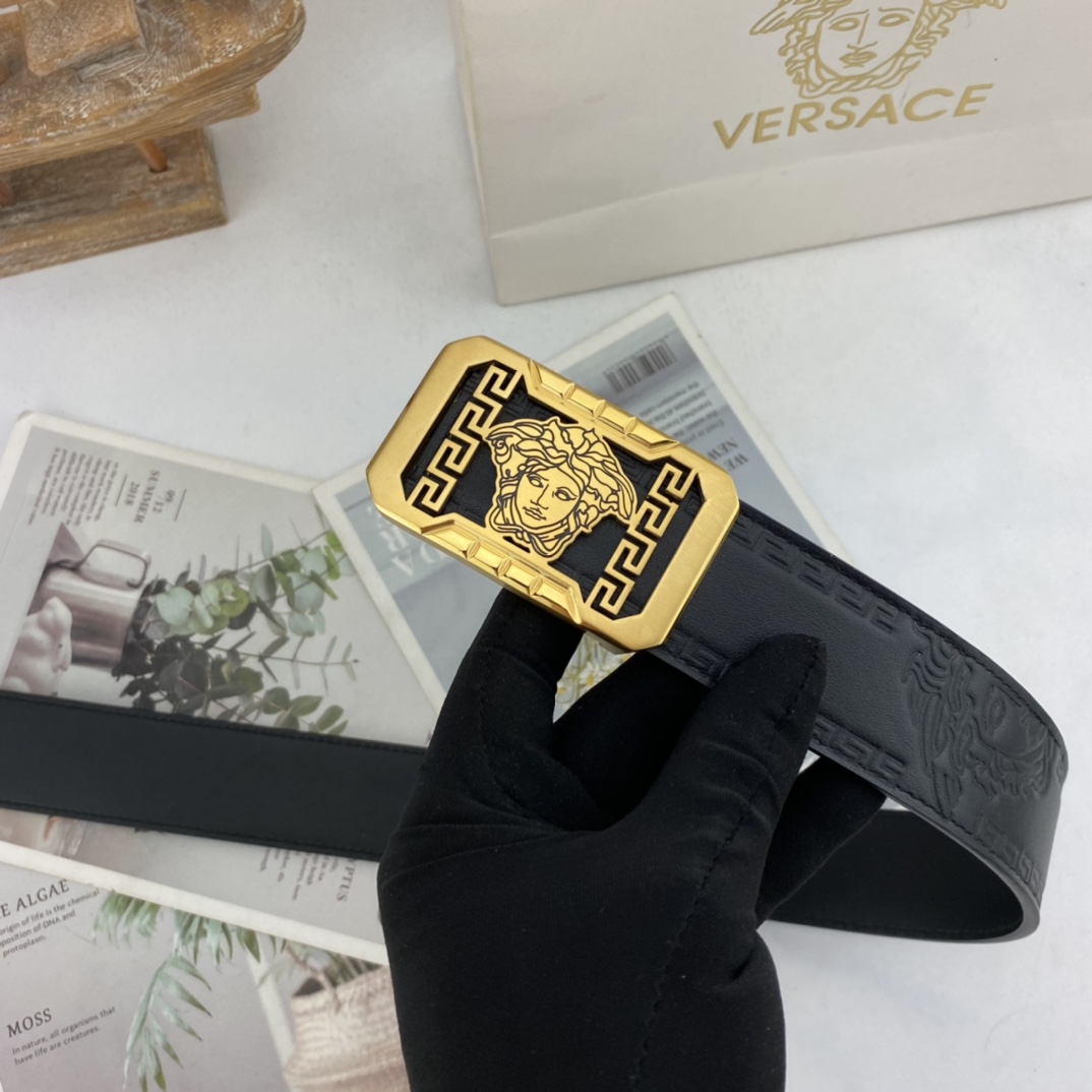 范思哲   男士花皮自动腰带35mm  可双面使用 专柜走线 搭配新款内穿扣  
