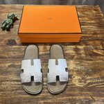 Hermes Shoes Slippers Cowhide Genuine Leather
