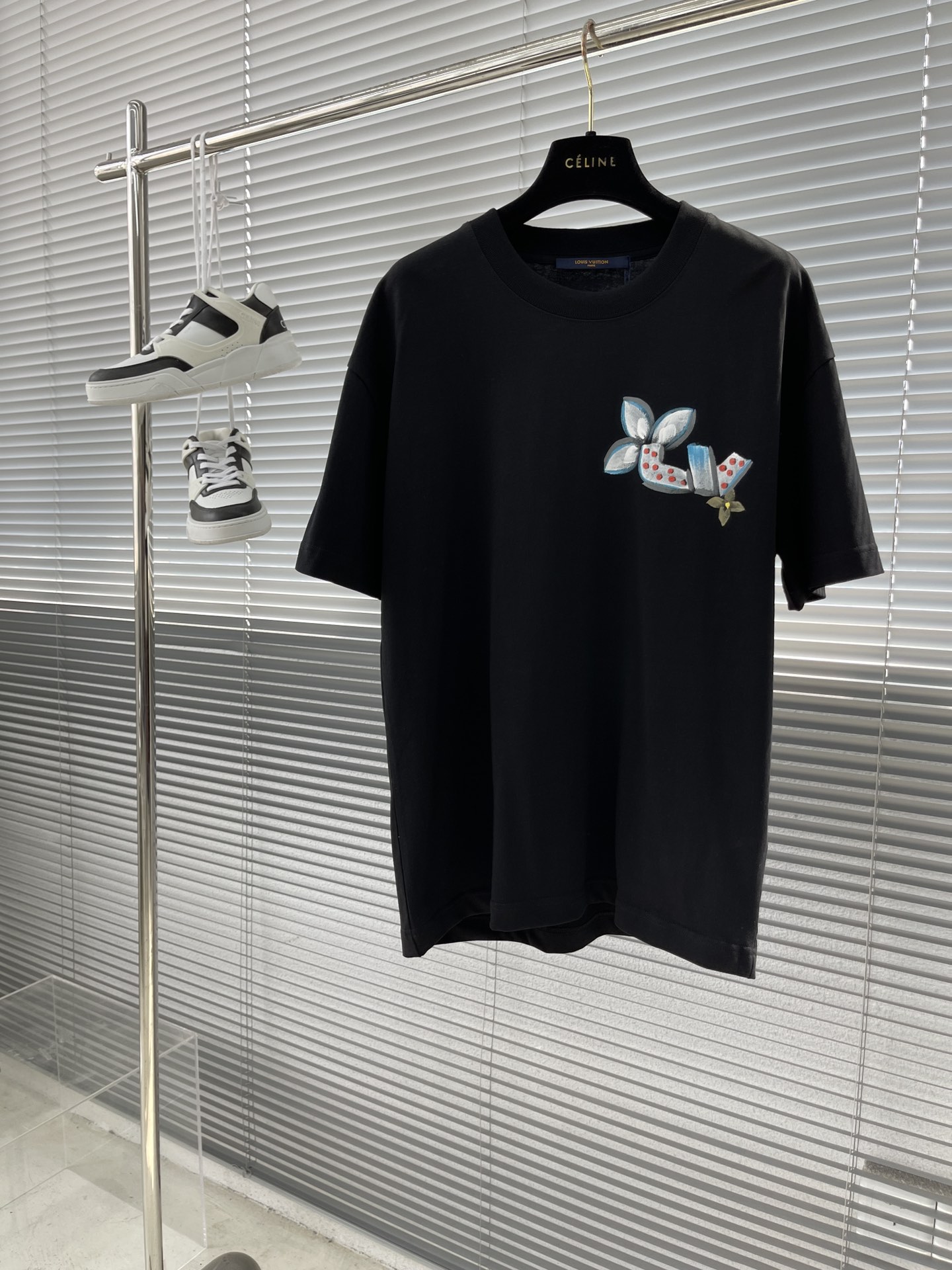 Louis Vuitton Online
 Clothing T-Shirt Black Doodle White Unisex Cotton Summer Collection Fashion Short Sleeve