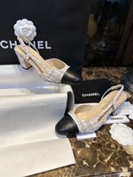 Chanel Shoes High Heel Pumps Apricot Color Lace