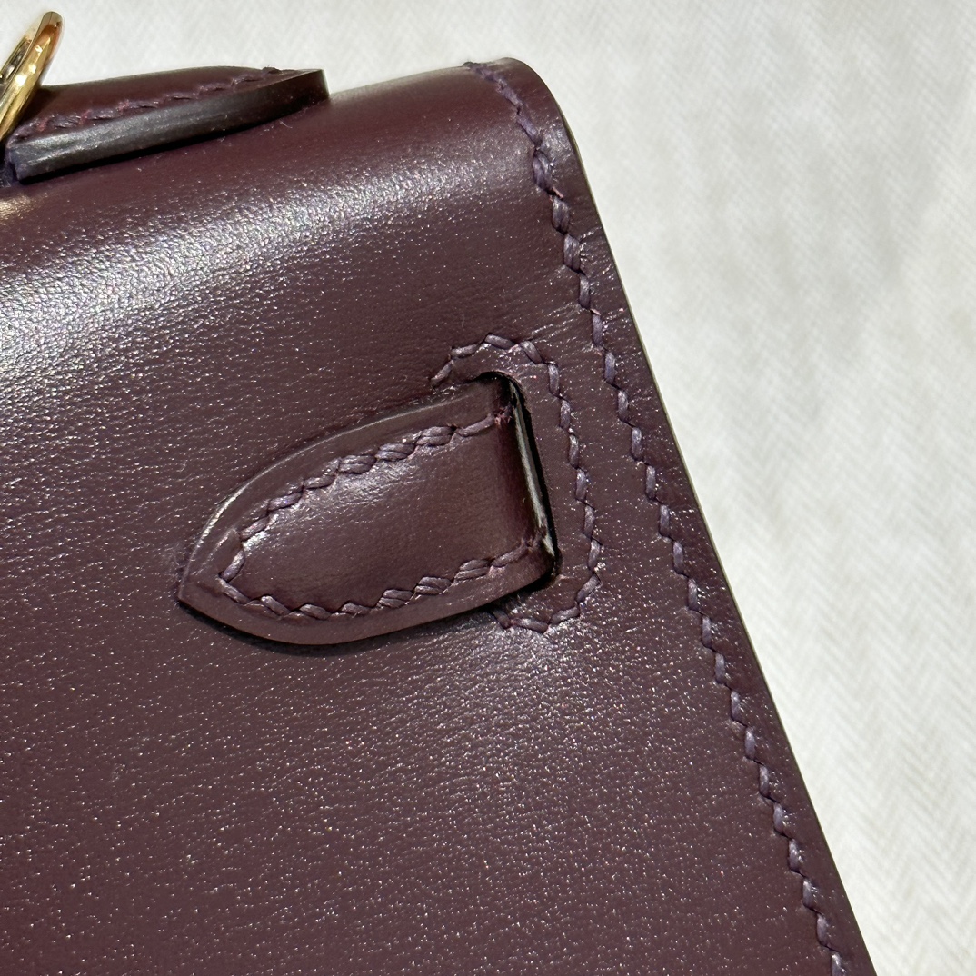 Hermès mini kelly 2, 47/Chocolat, box, gold, 19cm, all handmade!!