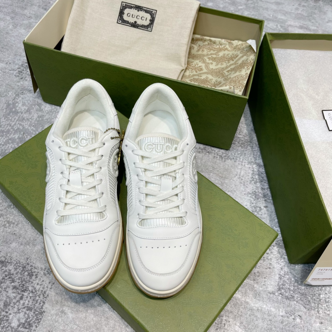 GUCCI Sneakers Leather Mesh White