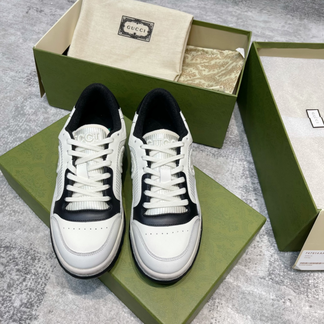 GUCCI 板鞋 牛皮 网面 白黑
