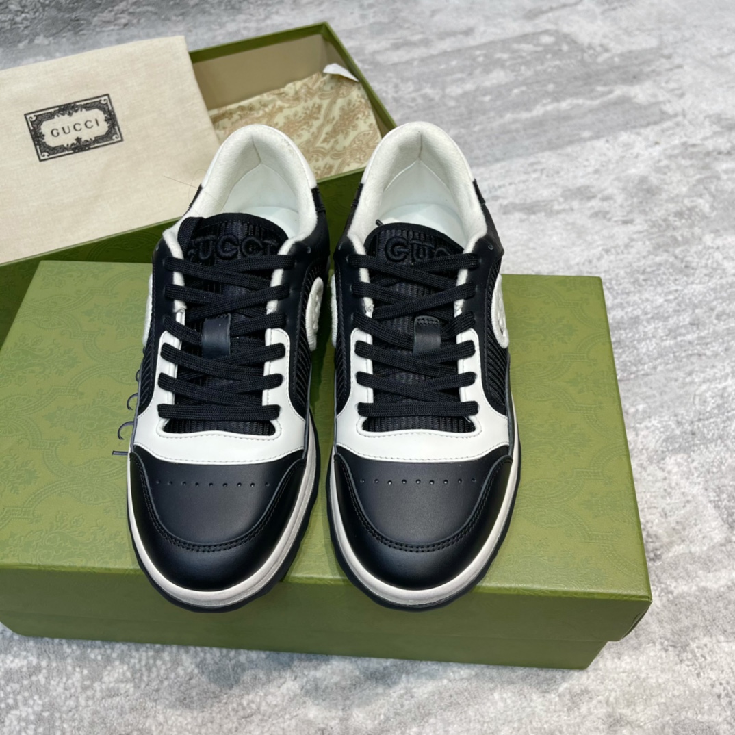 GUCCI 板鞋 牛皮 网面 黑白