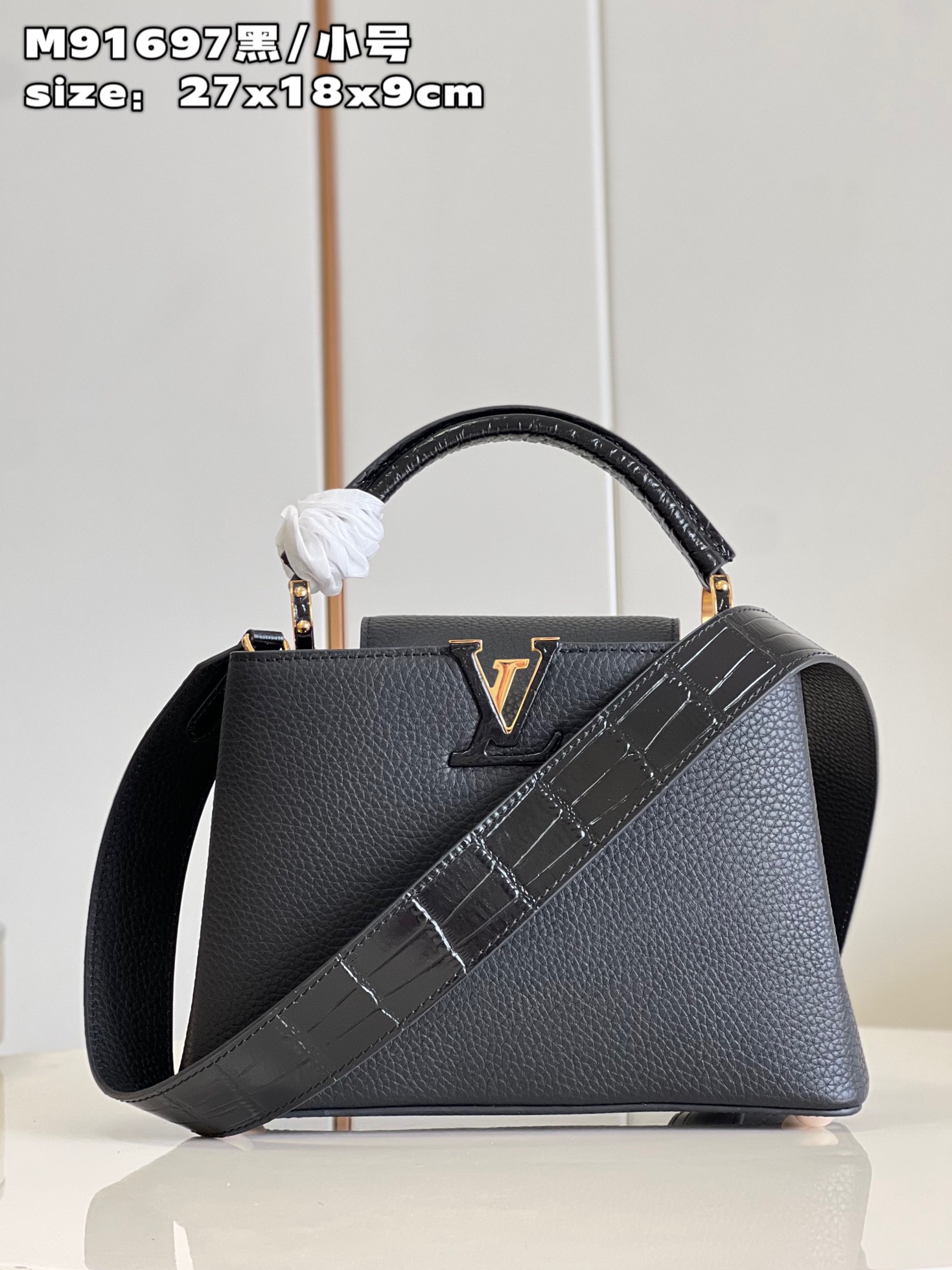 Louis Vuitton LV Capucines Bags Handbags Black Calfskin Cowhide M91697