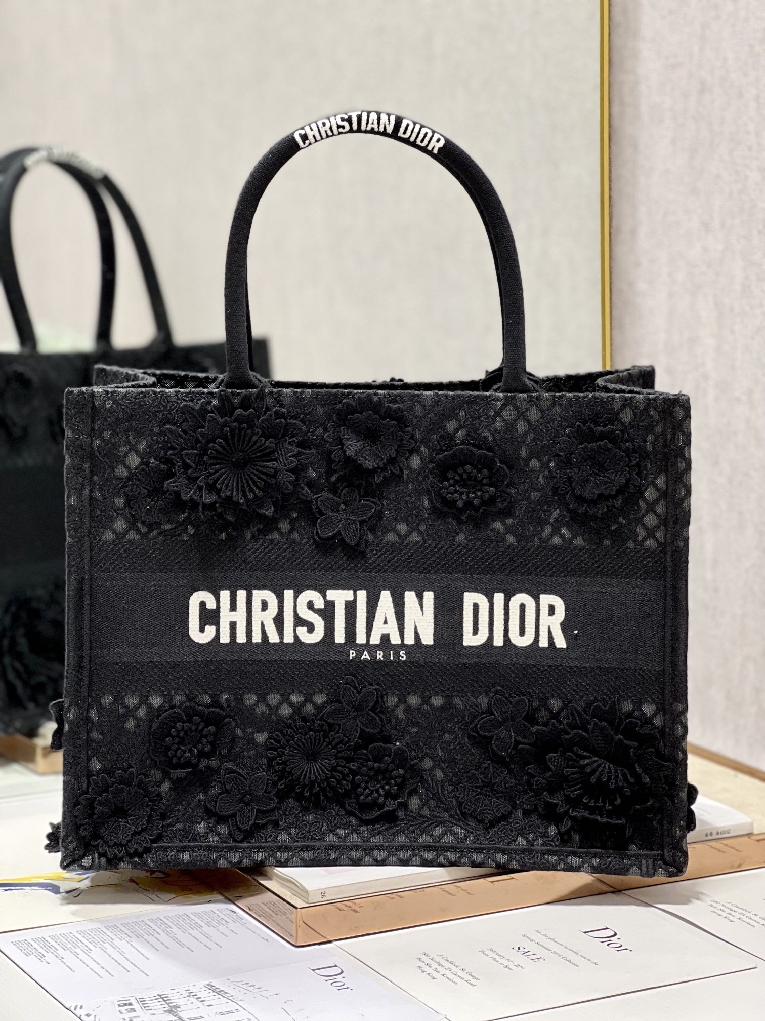 Dior Book Tote Handbags Tote Bags Black Embroidery Fashion