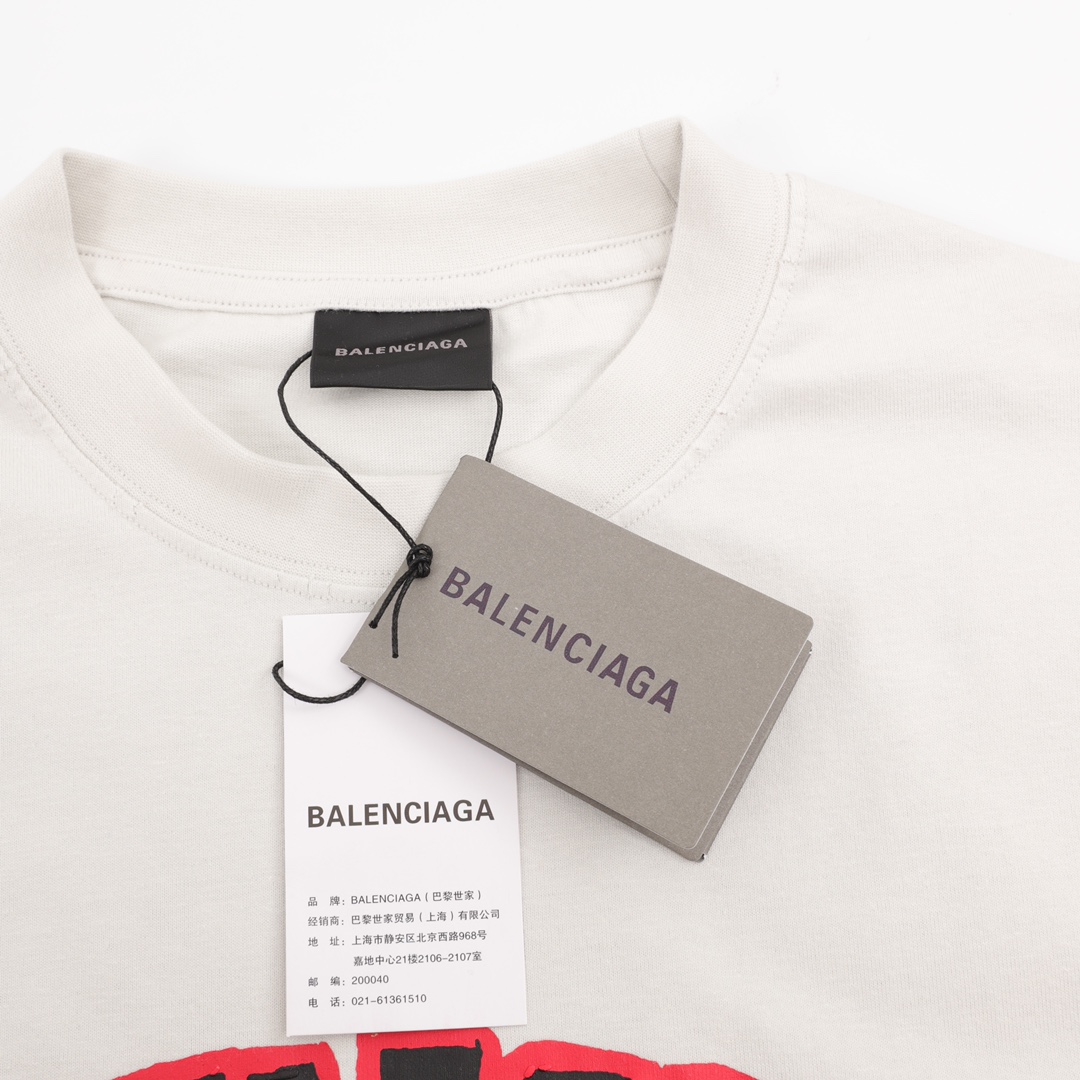 180 Balenciaga/巴黎世家 剪刀发泡印花短袖