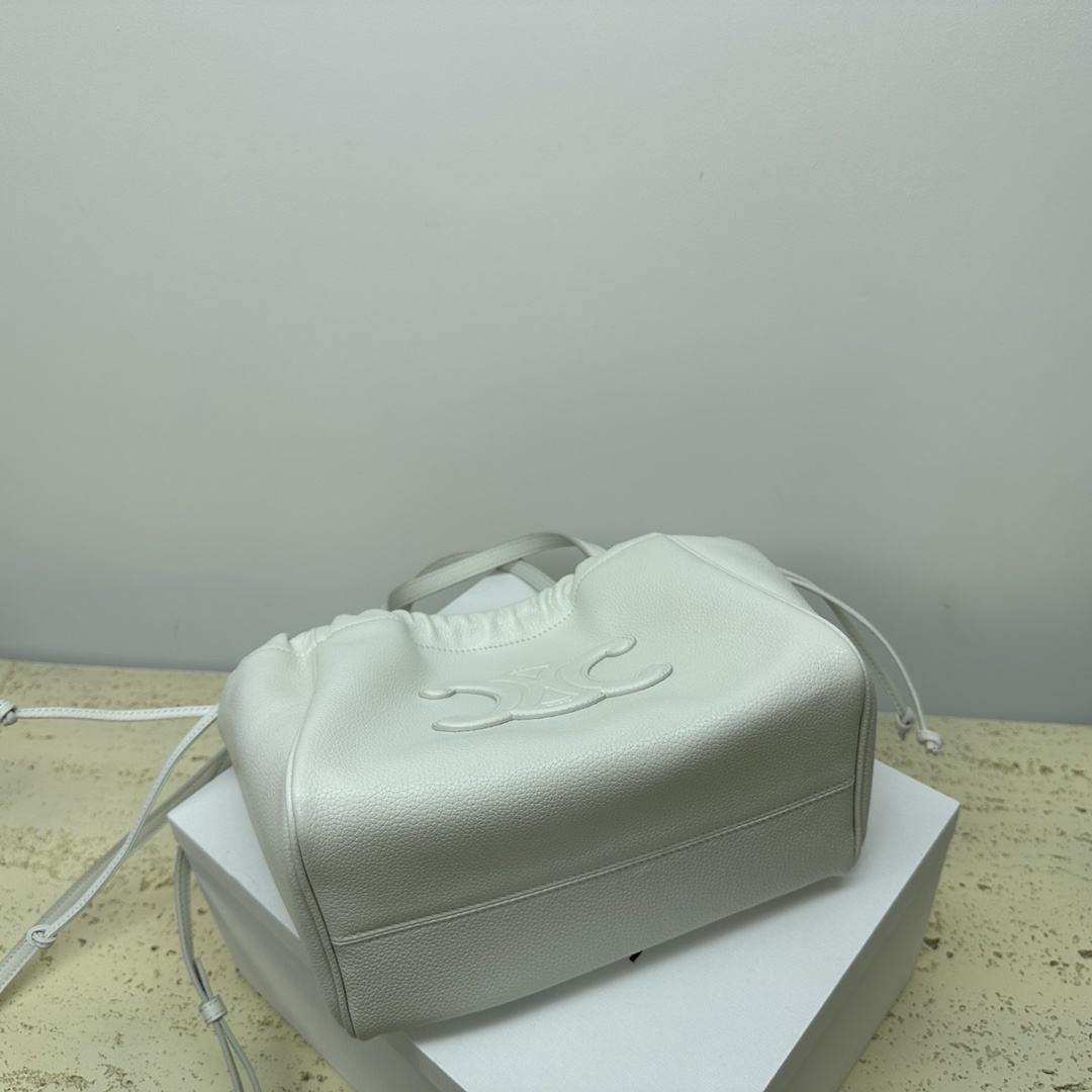 MiNi购物袋CABASTRIOMPHE小号粒面小牛皮配织布革抽绳包9X7X6英寸22X17X15厘米牛