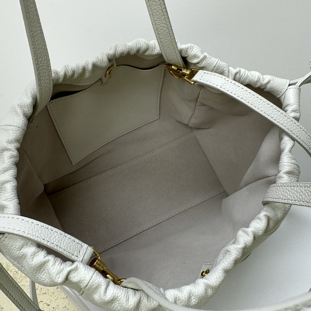 MiNi购物袋CABASTRIOMPHE小号粒面小牛皮配织布革抽绳包9X7X6英寸22X17X15厘米牛