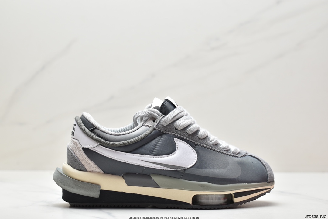 170 Sacai x Air Zoom Cortez SP 4.0”Grey White”B.4.0系列慢跑鞋“厚布深灰白双钩子” DQ0581-100