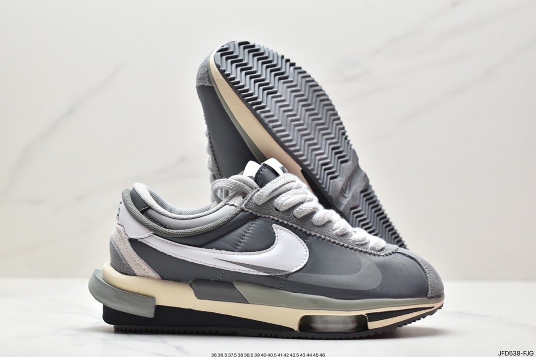 170 Sacai x Air Zoom Cortez SP 4.0”Grey White”B.4.0系列慢跑鞋“厚布深灰白双钩子” DQ0581-100