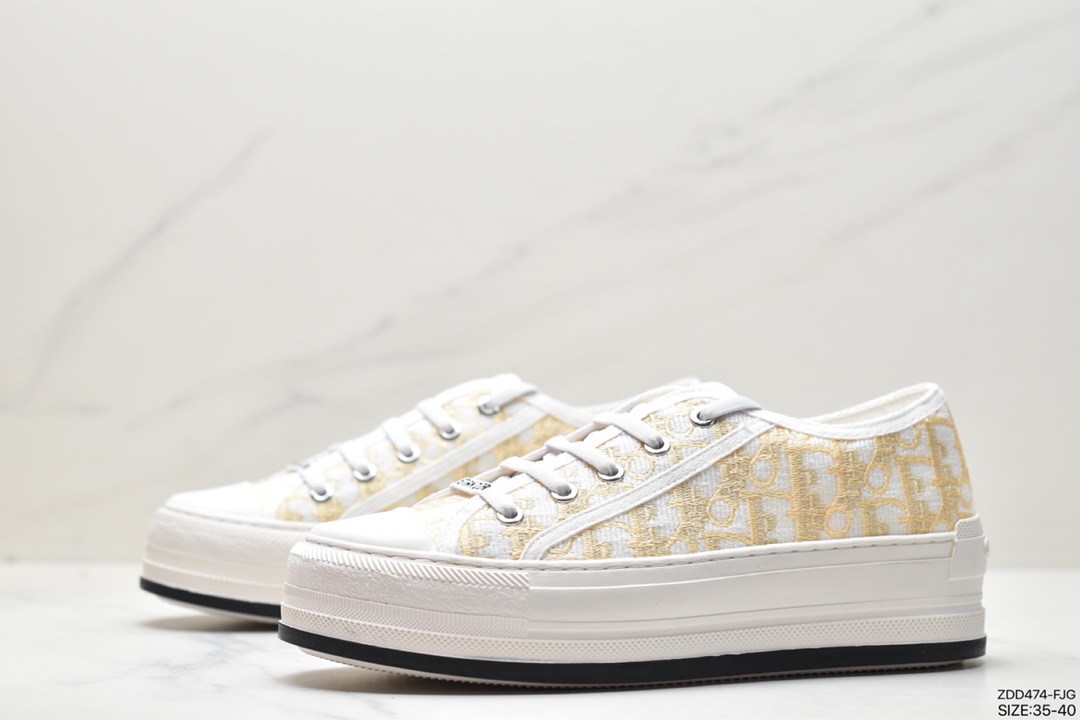 DIOR Walkn'Dior cotton high-top embroidered fashion sneakers