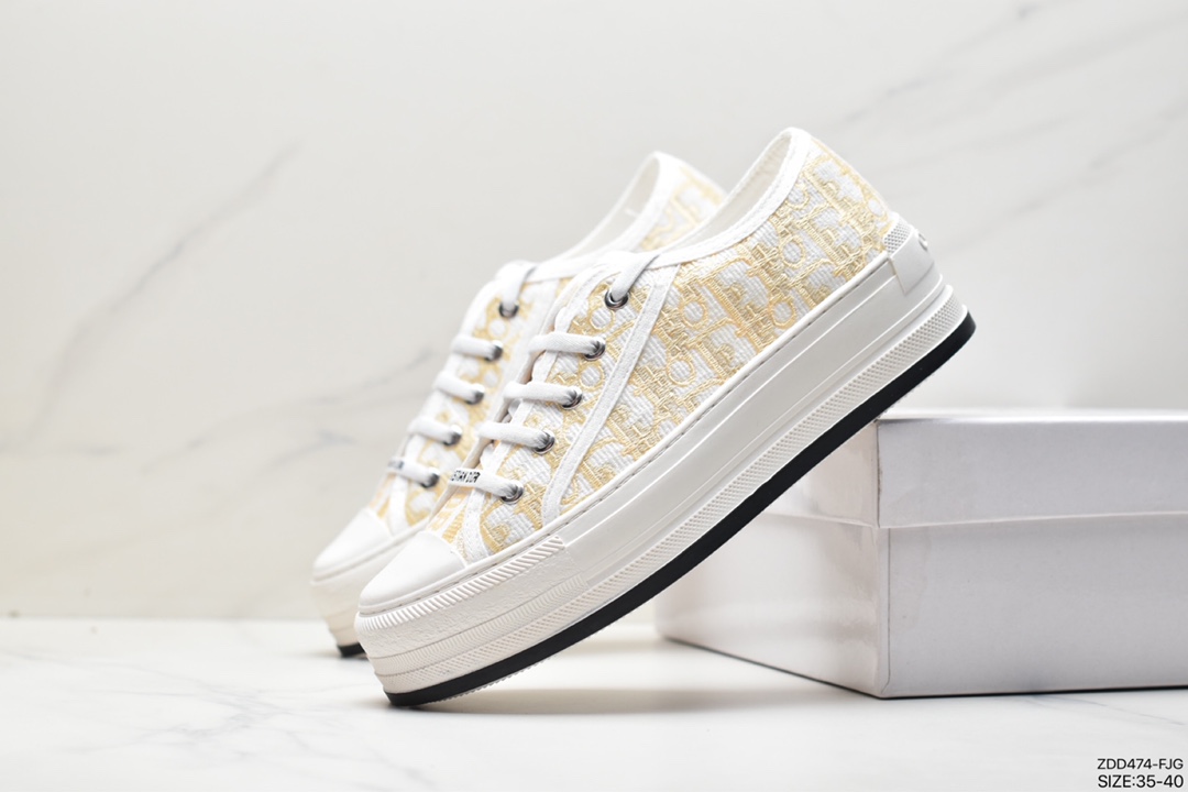 DIOR Walkn'Dior cotton high-top embroidered fashion sneakers