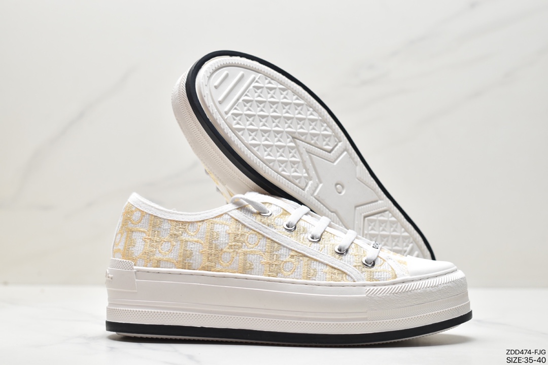 DIOR Walkn'Dior cotton high-top embroidered fashion sneakers