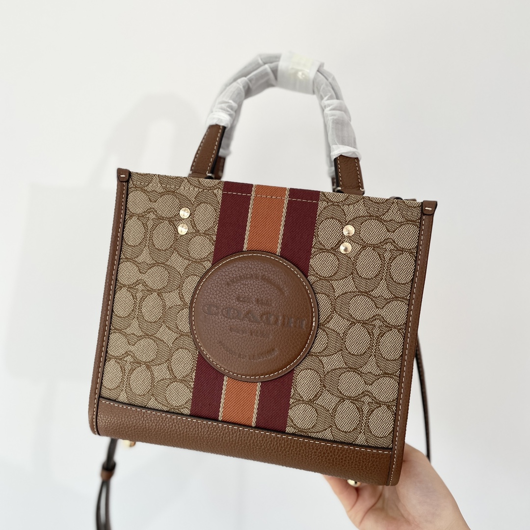 Coach ～纯原 蔻驰C8417 条纹和COACH贴饰DEMPSEY 22号托特包