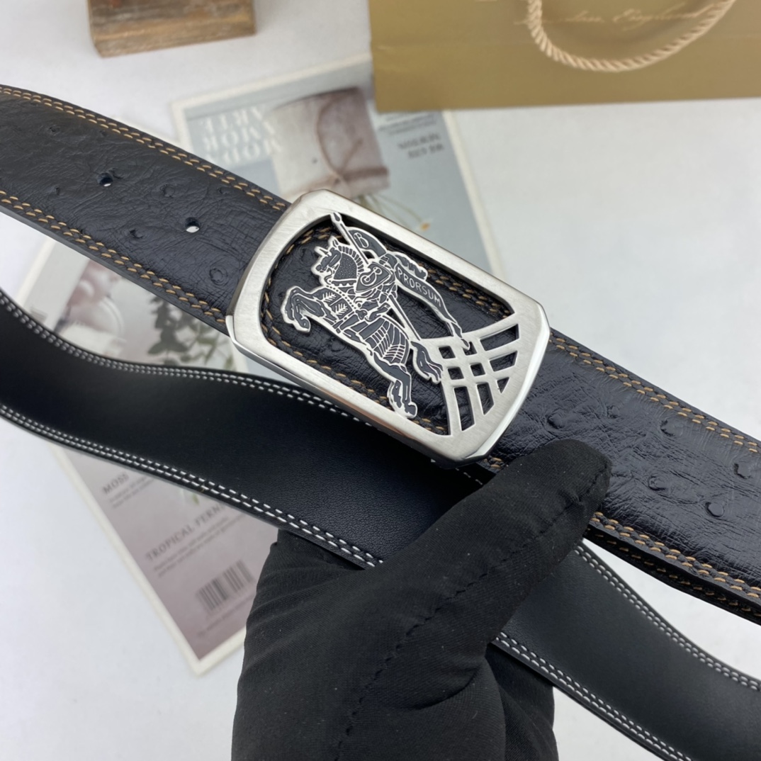 巴宝莉   男士花皮腰带38mm  可双面使用 专柜走线 原单品质 搭配新款扣  