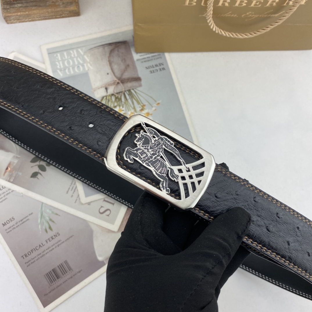 巴宝莉   男士花皮腰带38mm  可双面使用 专柜走线 原单品质 搭配新款扣  