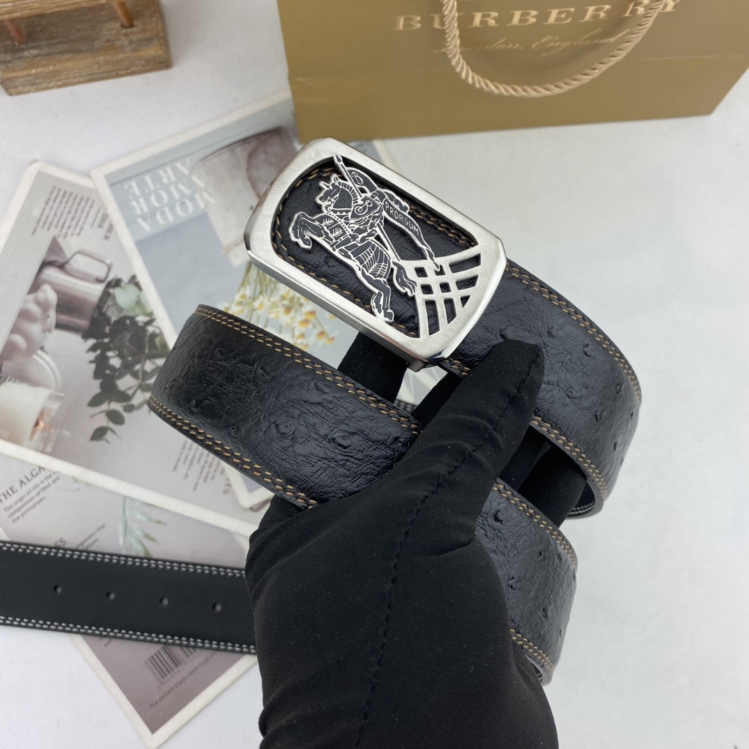 巴宝莉   男士花皮腰带38mm  可双面使用 专柜走线 原单品质 搭配新款扣  