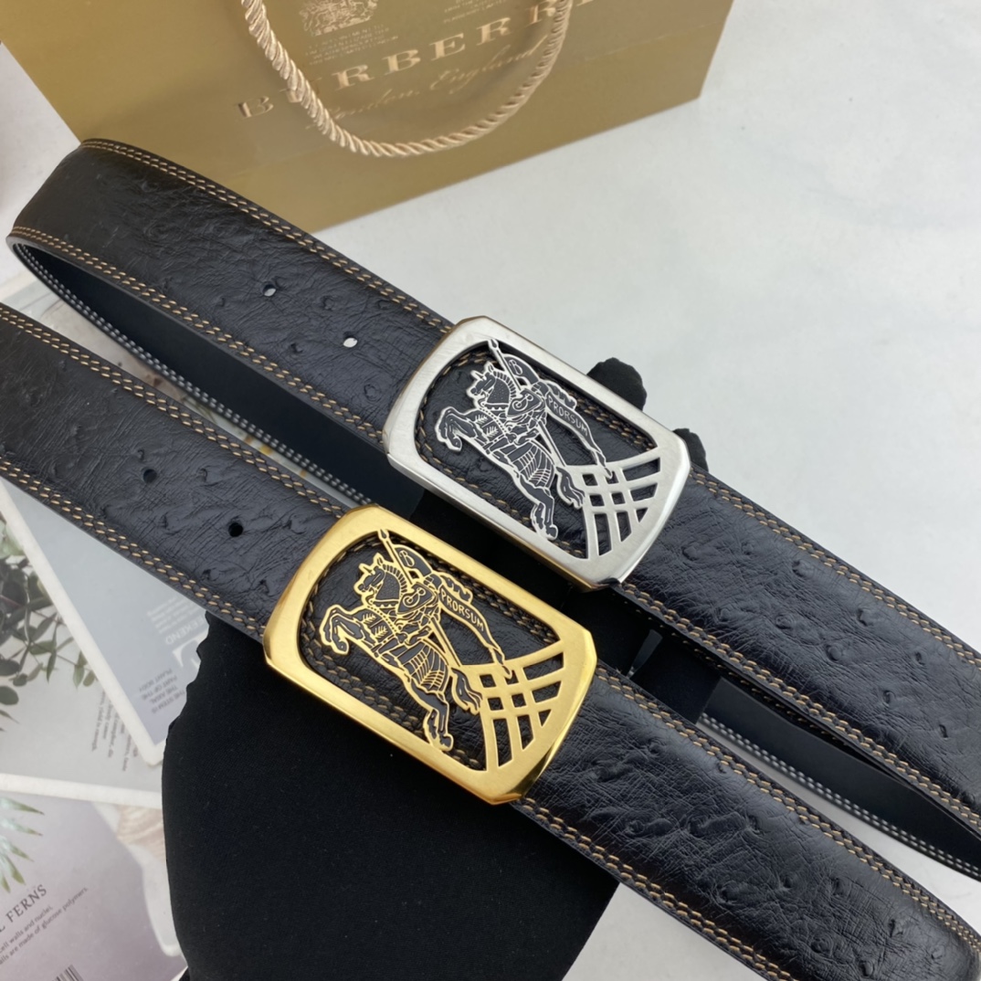 巴宝莉   男士花皮腰带38mm  可双面使用 专柜走线 原单品质 搭配新款扣  