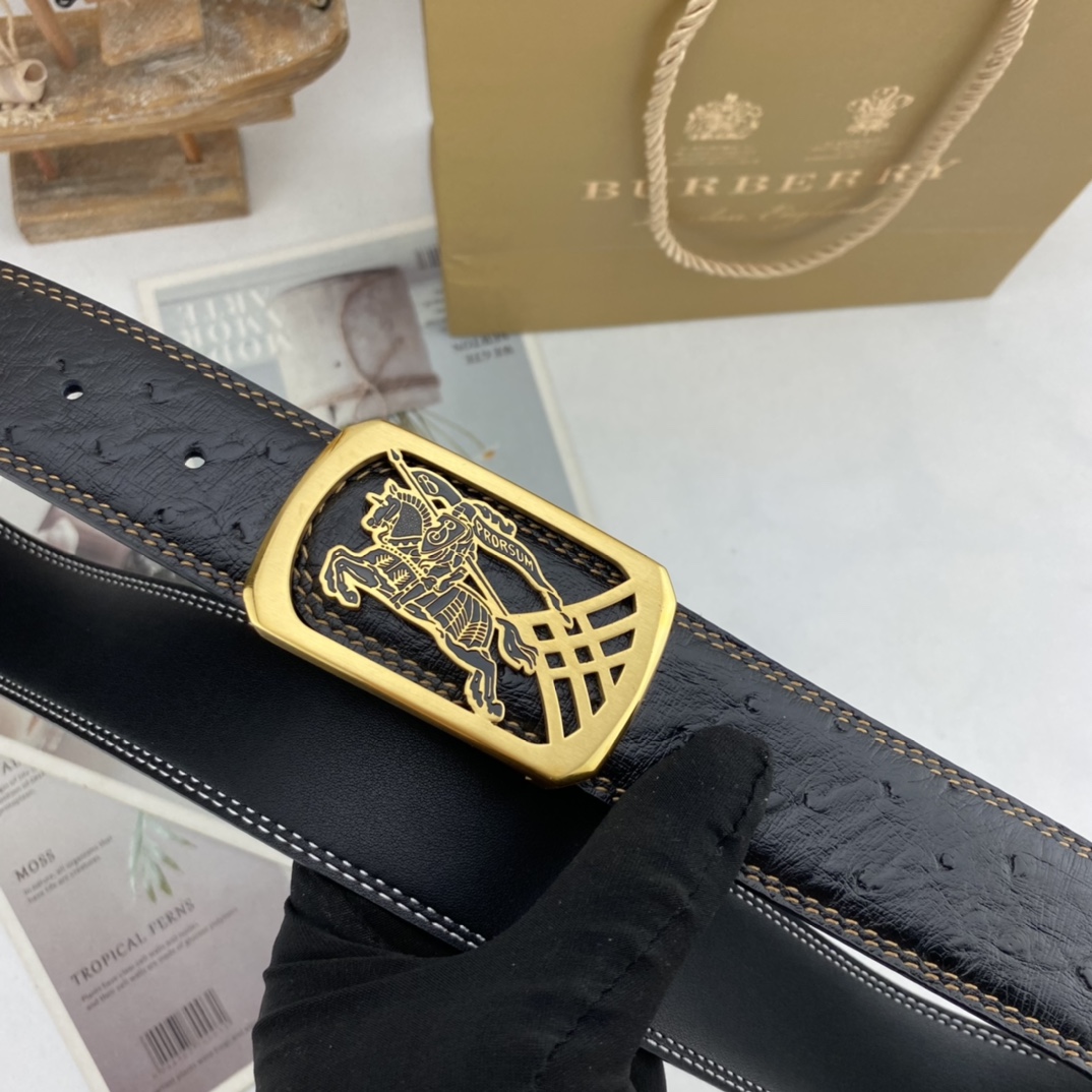 巴宝莉   男士花皮腰带38mm  可双面使用 专柜走线 原单品质 搭配新款扣  