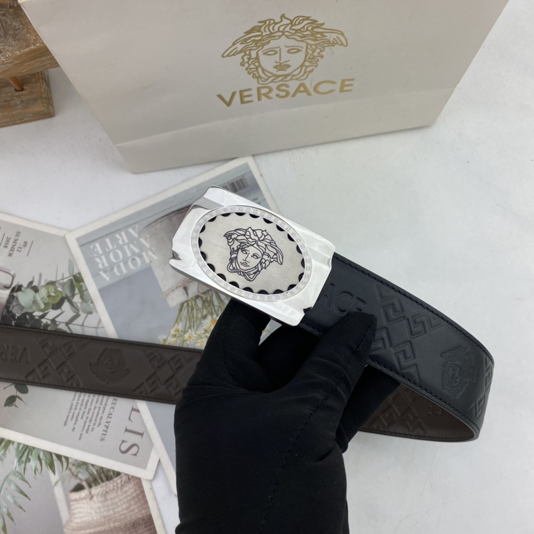 范思哲   男士花皮自动腰带35mm  可双面使用 专柜走线 搭配新款内穿扣  