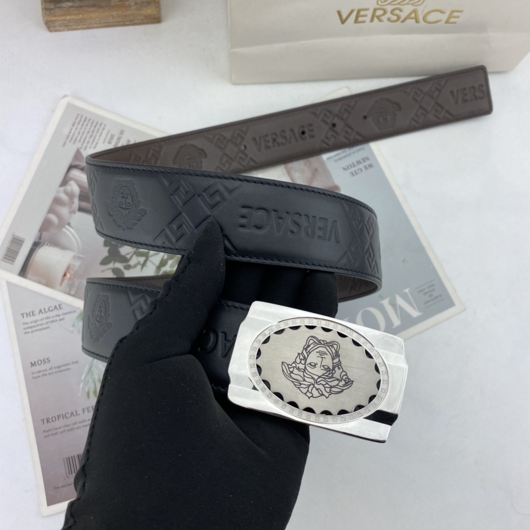 范思哲   男士花皮自动腰带35mm  可双面使用 专柜走线 搭配新款内穿扣  