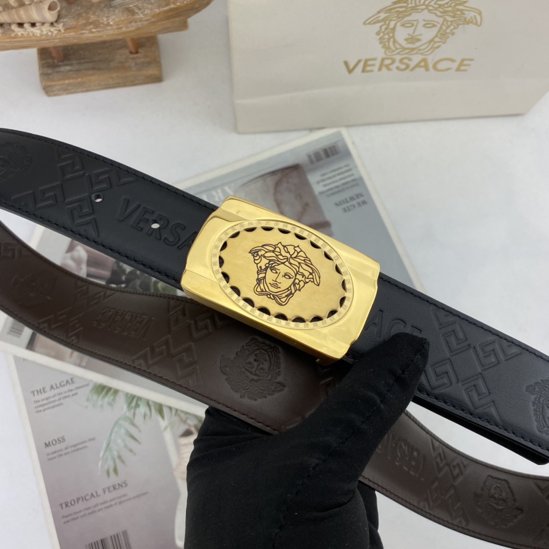 范思哲   男士花皮自动腰带35mm  可双面使用 专柜走线 搭配新款内穿扣  