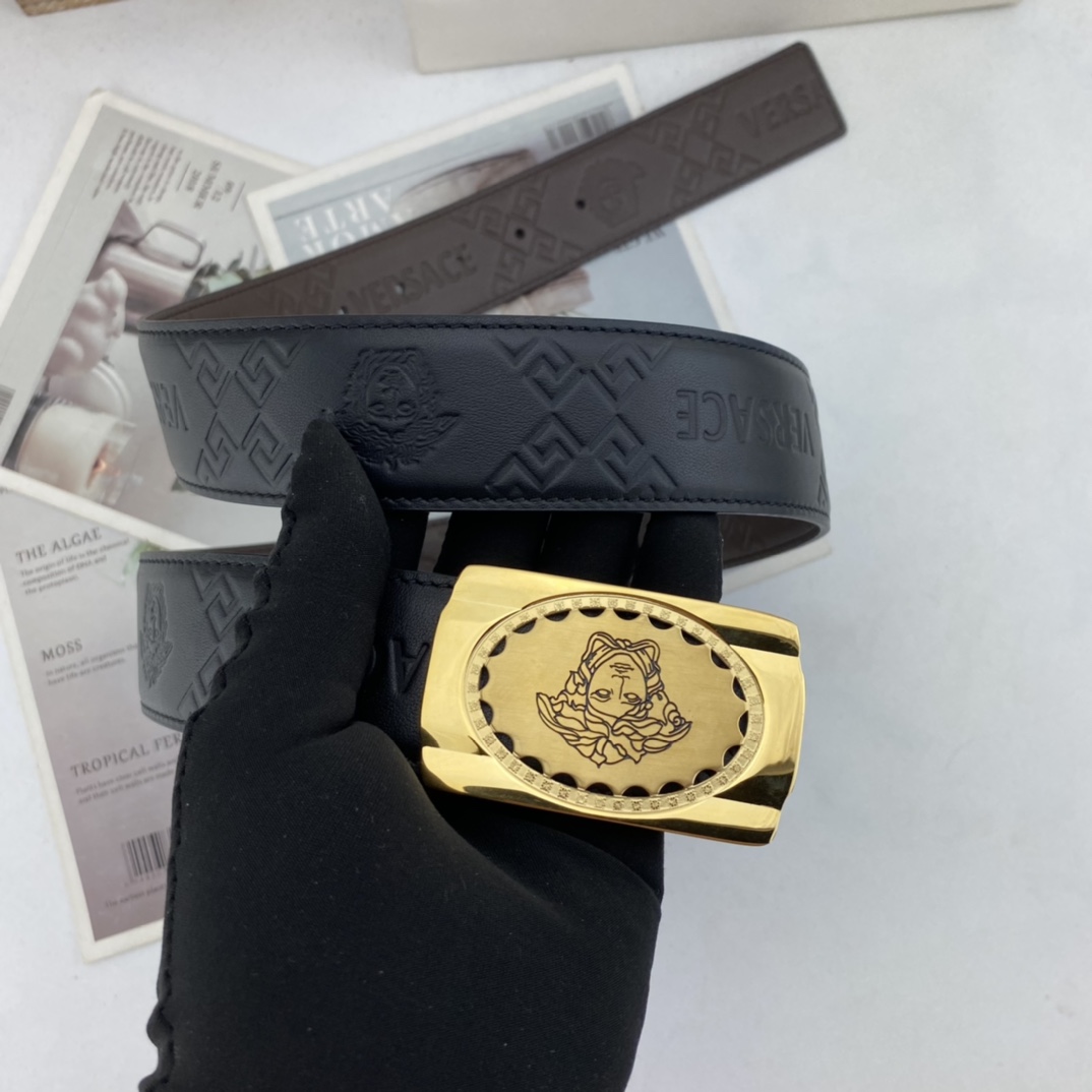 范思哲   男士花皮自动腰带35mm  可双面使用 专柜走线 搭配新款内穿扣  