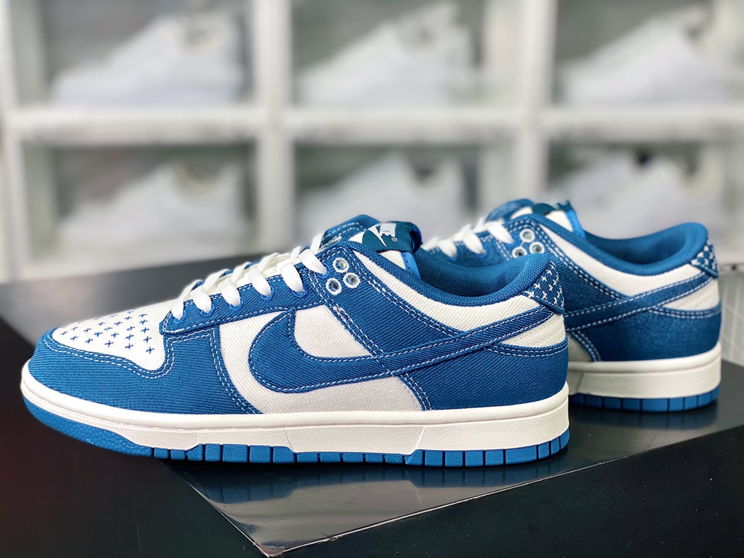 SB Dunk Retro Low ”Industrial Blue Sashiko” Dunk series low-top sneakers ”Denim blue and white sashiko embroidery” DV0834-101